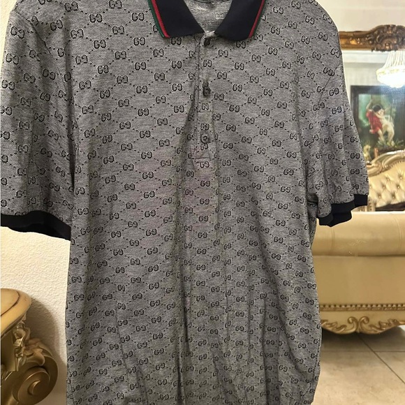 Gucci Gray Polo Shirt with Black Accents